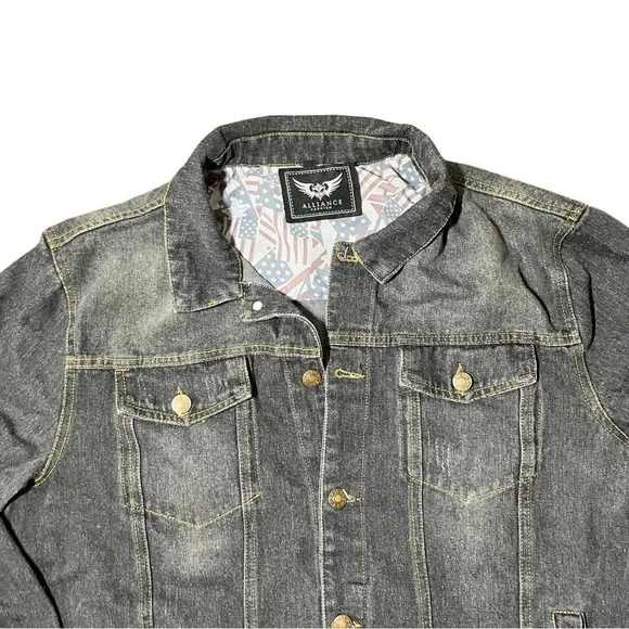 Men's Dark Blue Jean Wash Denim Casual Button Down Jacket - Picture 2 of 7